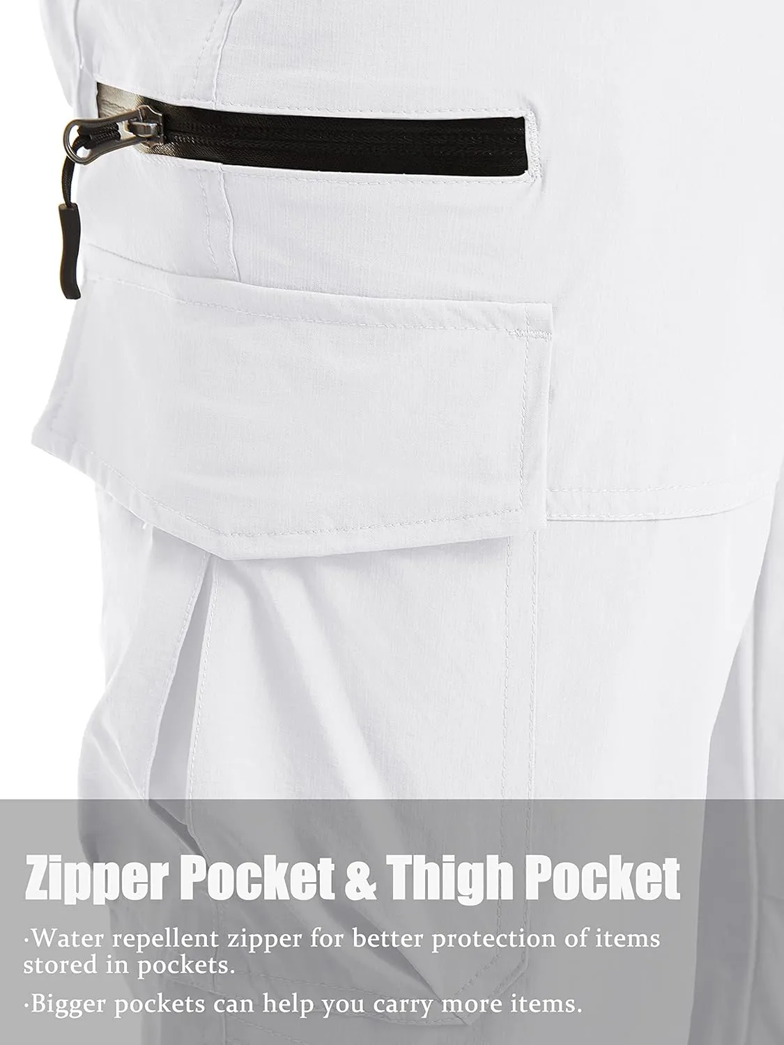 TACVASEN Men's Capri Pants 7 Pockets 3/4 Quick Dry Water Resistant Workout Hiking Summer Long Cargo Shorts Below Knee