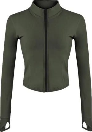 Tanming Women's Full Zip Seamless Workout Jacket Running Yoga Slim Fit Track Jacket