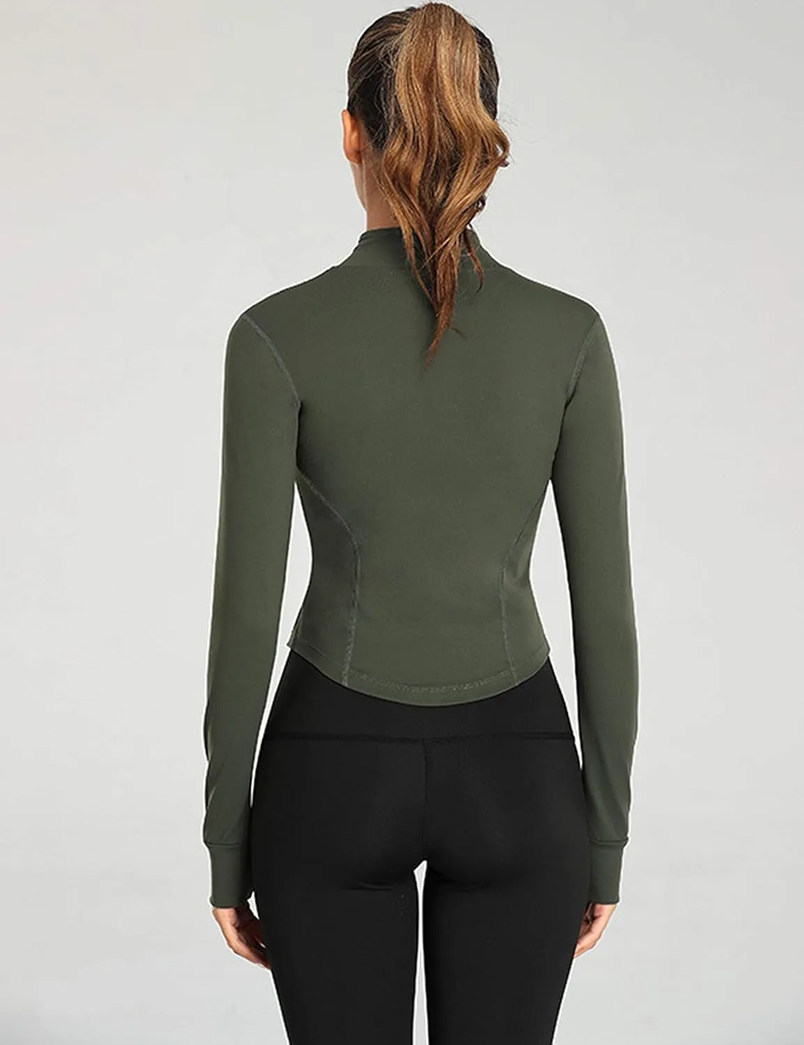 Tanming Women's Full Zip Seamless Workout Jacket Running Yoga Slim Fit Track Jacket