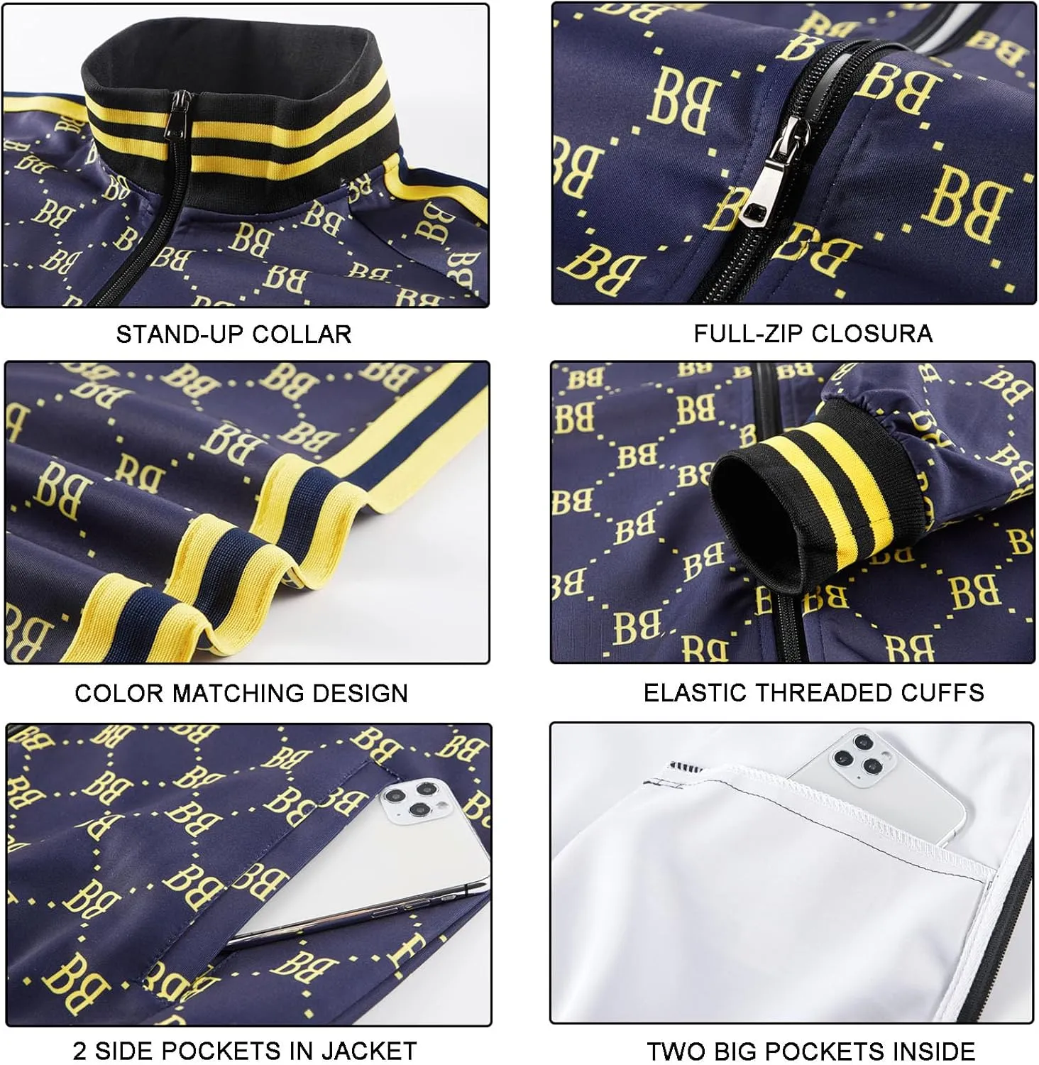 Track Suits for Men Set Plaid Tracksuit Mens Sweatsuits 2 Piece Sport Jogger Sweat Suits Clothes Jogging Outfits