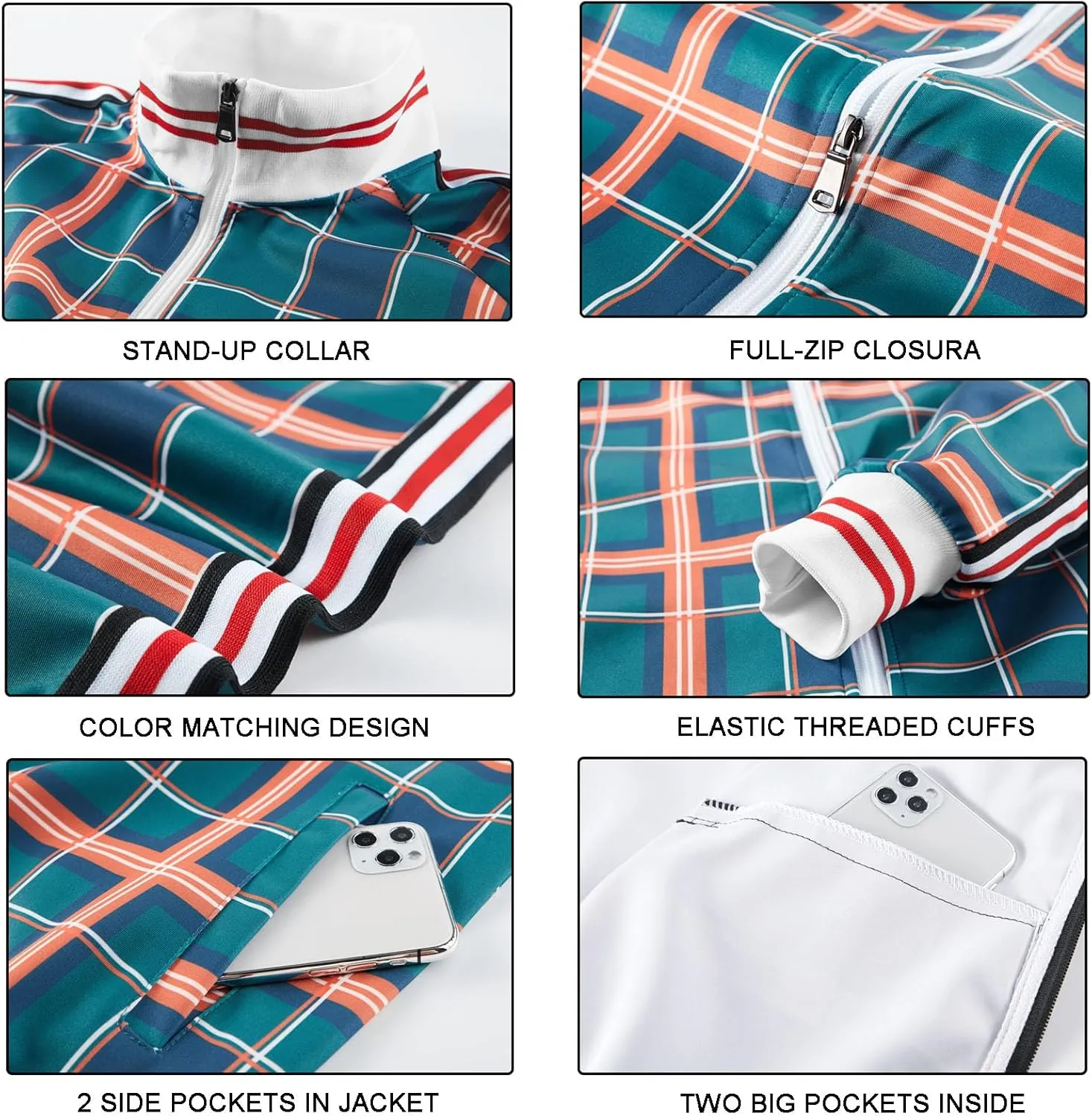 Track Suits for Men Set Plaid Tracksuit Mens Sweatsuits 2 Piece Sport Jogger Sweat Suits Clothes Jogging Outfits