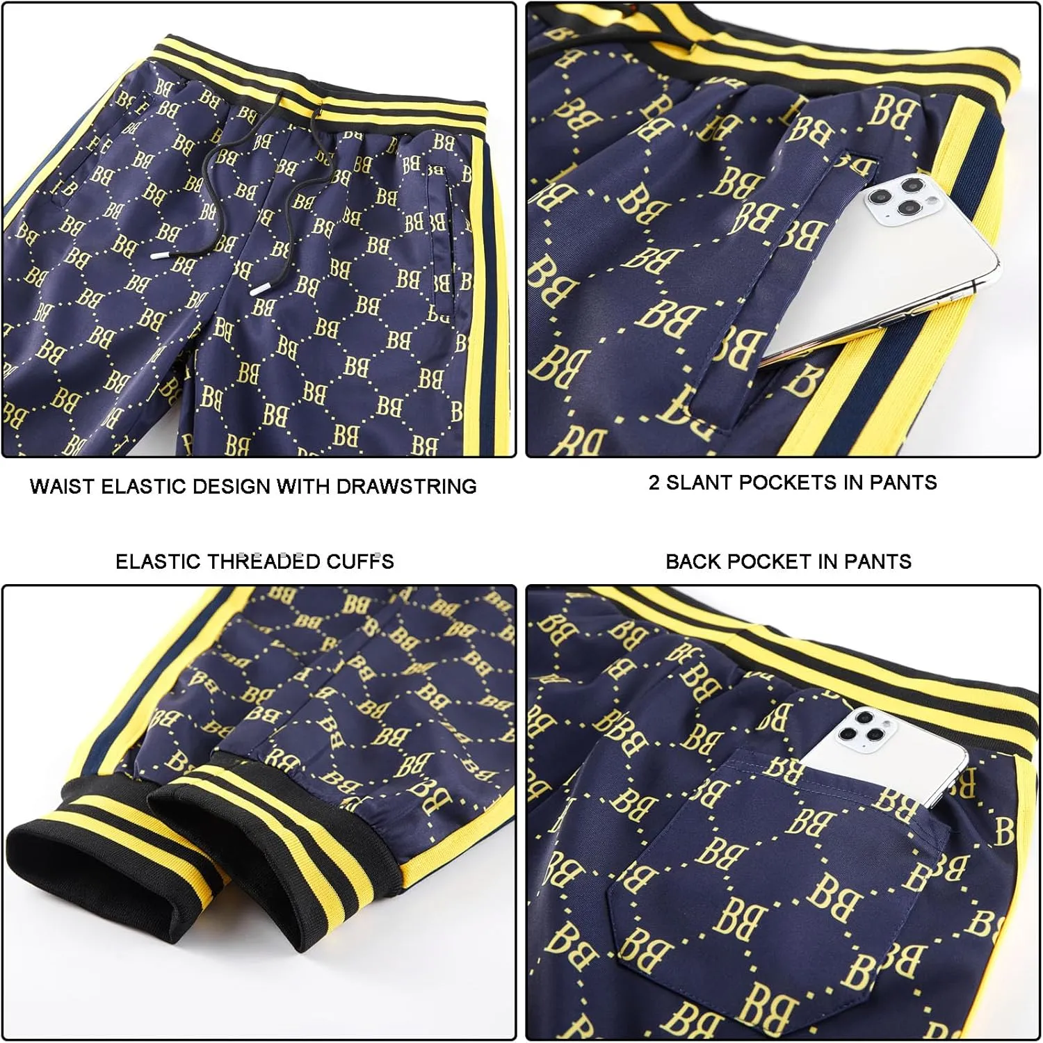 Track Suits for Men Set Plaid Tracksuit Mens Sweatsuits 2 Piece Sport Jogger Sweat Suits Clothes Jogging Outfits
