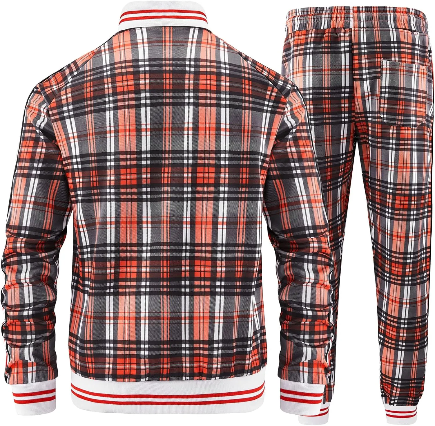 Track Suits for Men Set Plaid Tracksuit Mens Sweatsuits 2 Piece Sport Jogger Sweat Suits Clothes Jogging Outfits
