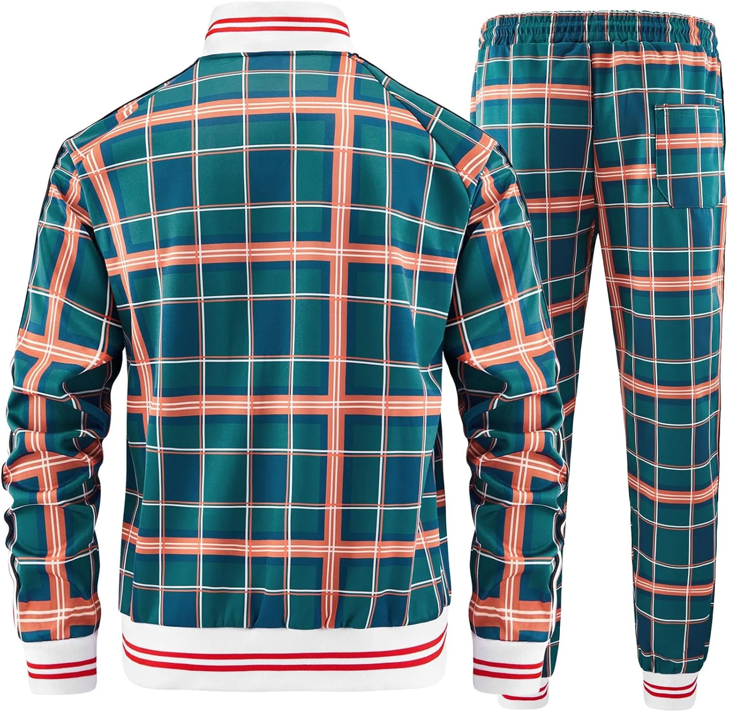 Track Suits for Men Set Plaid Tracksuit Mens Sweatsuits 2 Piece Sport Jogger Sweat Suits Clothes Jogging Outfits