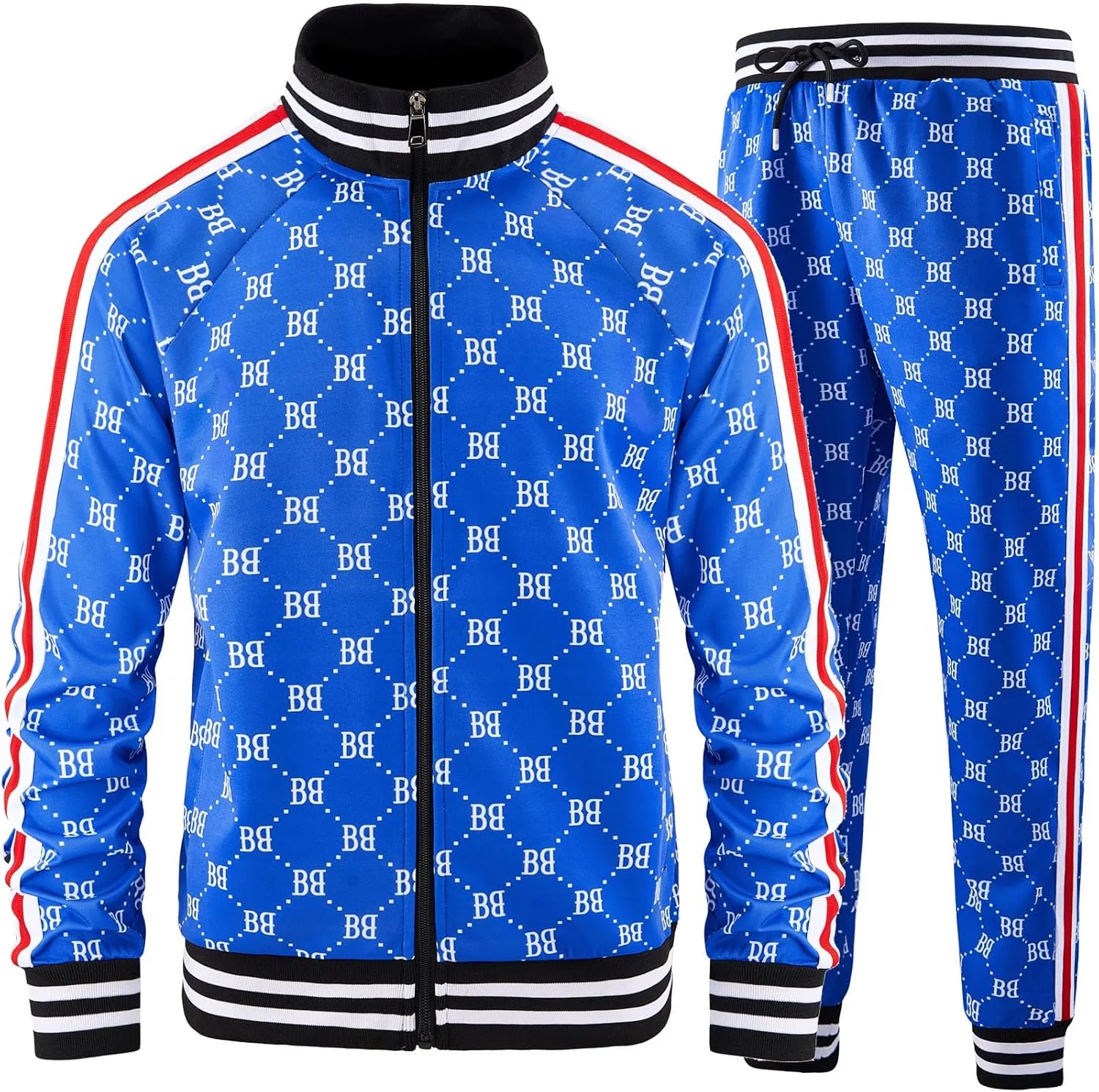 Track Suits for Men Set Plaid Tracksuit Mens Sweatsuits 2 Piece Sport Jogger Sweat Suits Clothes Jogging Outfits