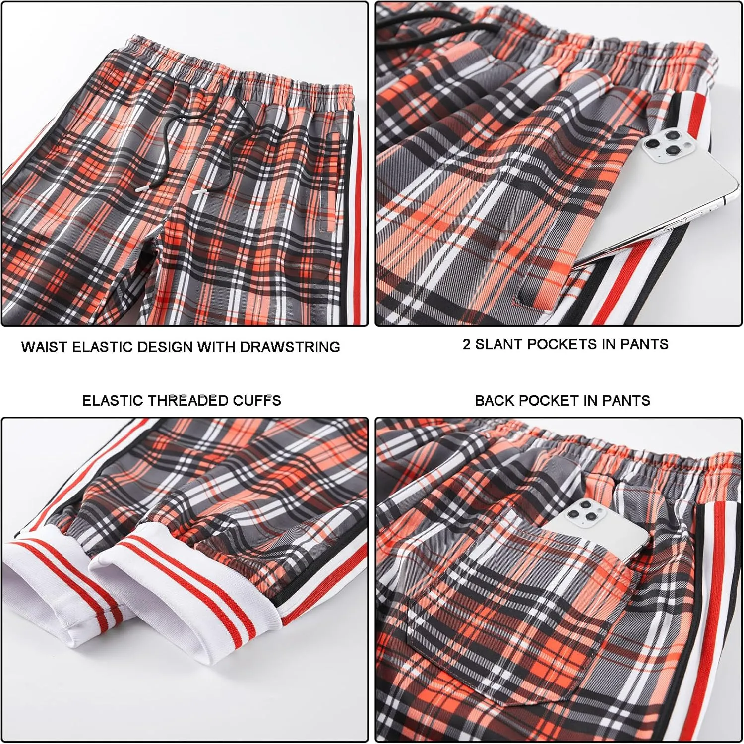 Track Suits for Men Set Plaid Tracksuit Mens Sweatsuits 2 Piece Sport Jogger Sweat Suits Clothes Jogging Outfits