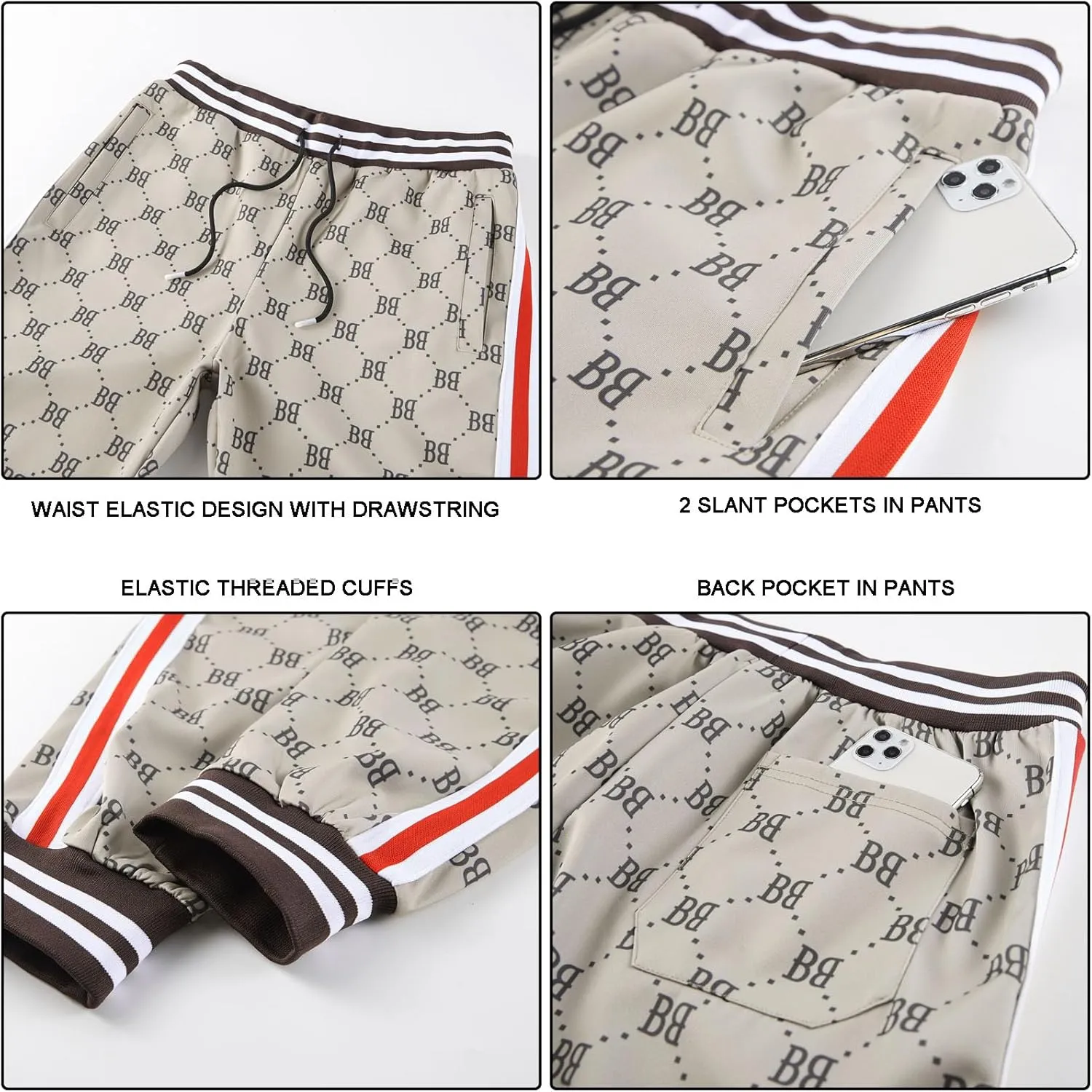 Track Suits for Men Set Plaid Tracksuit Mens Sweatsuits 2 Piece Sport Jogger Sweat Suits Clothes Jogging Outfits