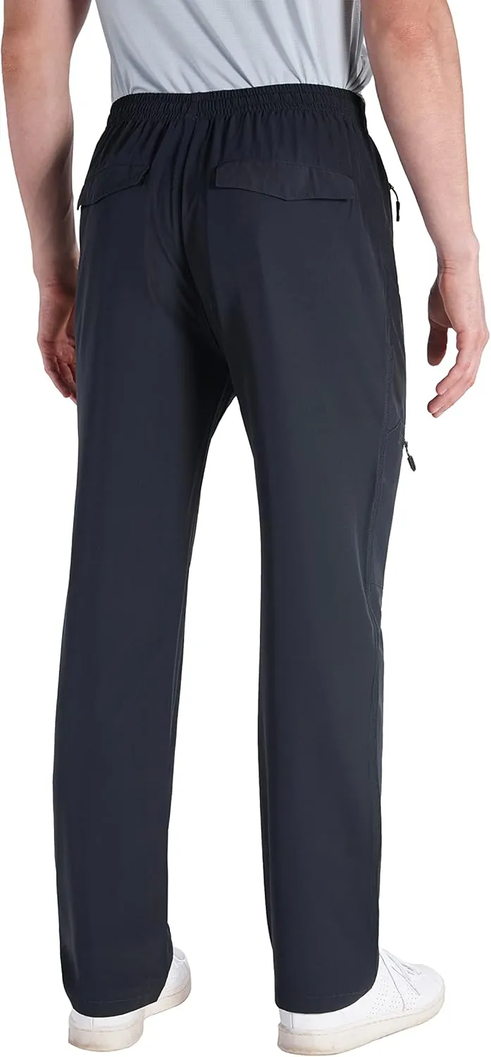 TRAILSIDE SUPPLY CO. Mens Lightweight Track Pants,Stretchy Pants with Zipper Pockets