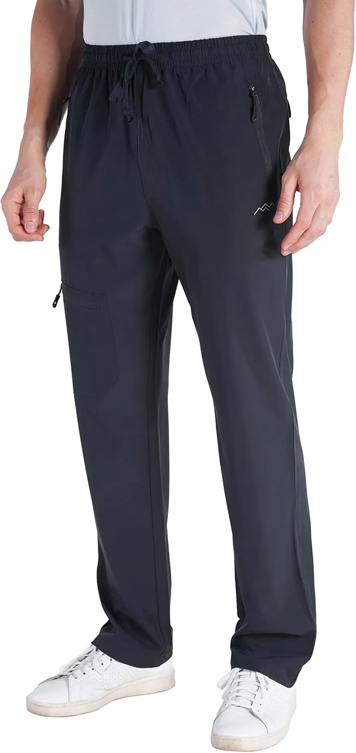 TRAILSIDE SUPPLY CO. Mens Lightweight Track Pants,Stretchy Pants with Zipper Pockets