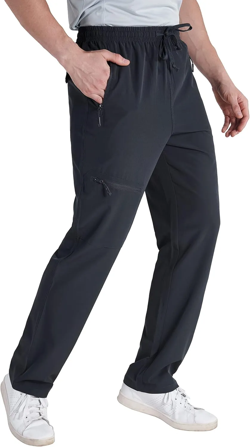 TRAILSIDE SUPPLY CO. Mens Lightweight Track Pants,Stretchy Pants with Zipper Pockets