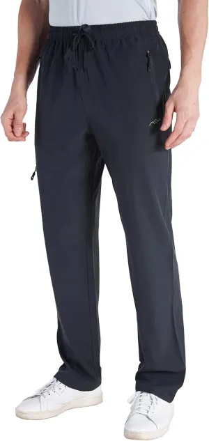 TRAILSIDE SUPPLY CO. Mens Lightweight Track Pants,Stretchy Pants with Zipper Pockets