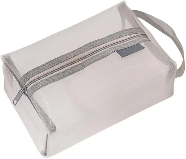 Travel Cosmetic Bag Large Makeup Bag Portable Mesh Makeup Bag with Zipper Breathable Mesh for Accessories Organizer (Gery)