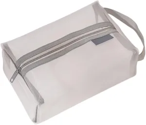 Travel Cosmetic Bag Large Makeup Bag Portable Mesh Makeup Bag with Zipper Breathable Mesh for Accessories Organizer (Gery)