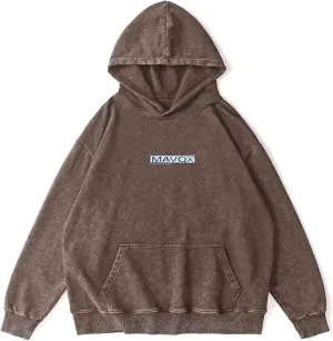 UNISEX Pullover Oversized Acid Wash Hoodie Heavyweight Athletic Vintage Sweatshirt Streetwear with Towel embroidery