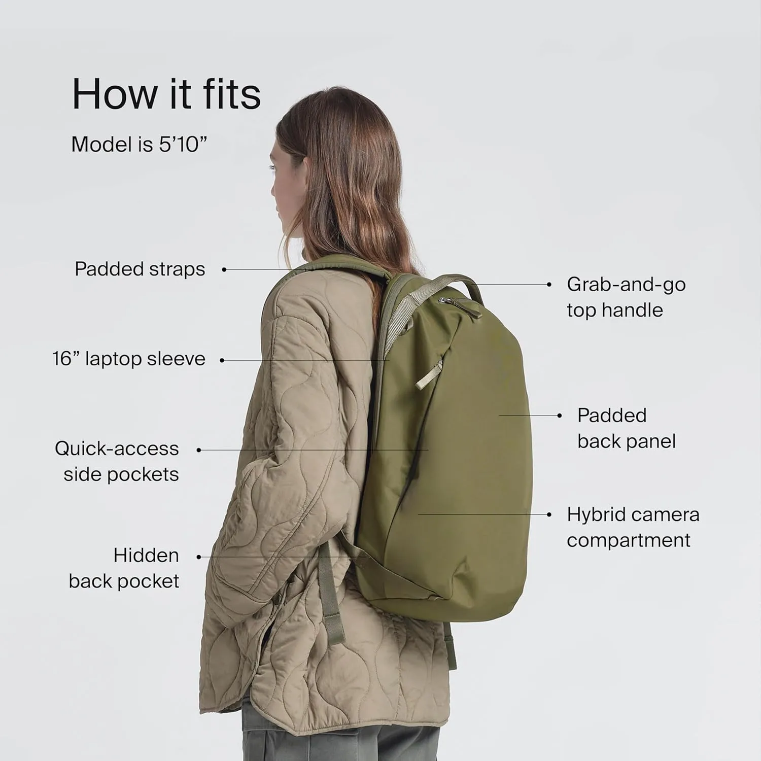 Urth Norite 24L Modular Camera & Laptop Travel Backpack  Water Resistant, Anti-Theft, Recycled Bag for DSLR, 13-16 Inch Laptop in Green