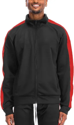 WEIV Mens Track Jacket Classic Regular Fit Side Stripe Track Jacket Zip Up Zipper Active Workout Top Casual