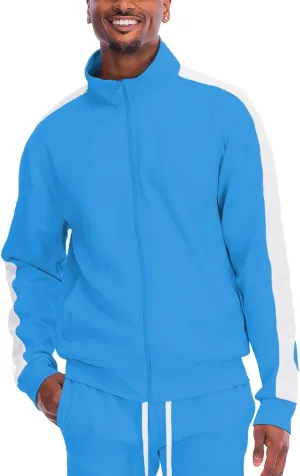 WEIV Mens Track Jacket Classic Regular Fit Side Stripe Track Jacket Zip Up Zipper Active Workout Top Casual