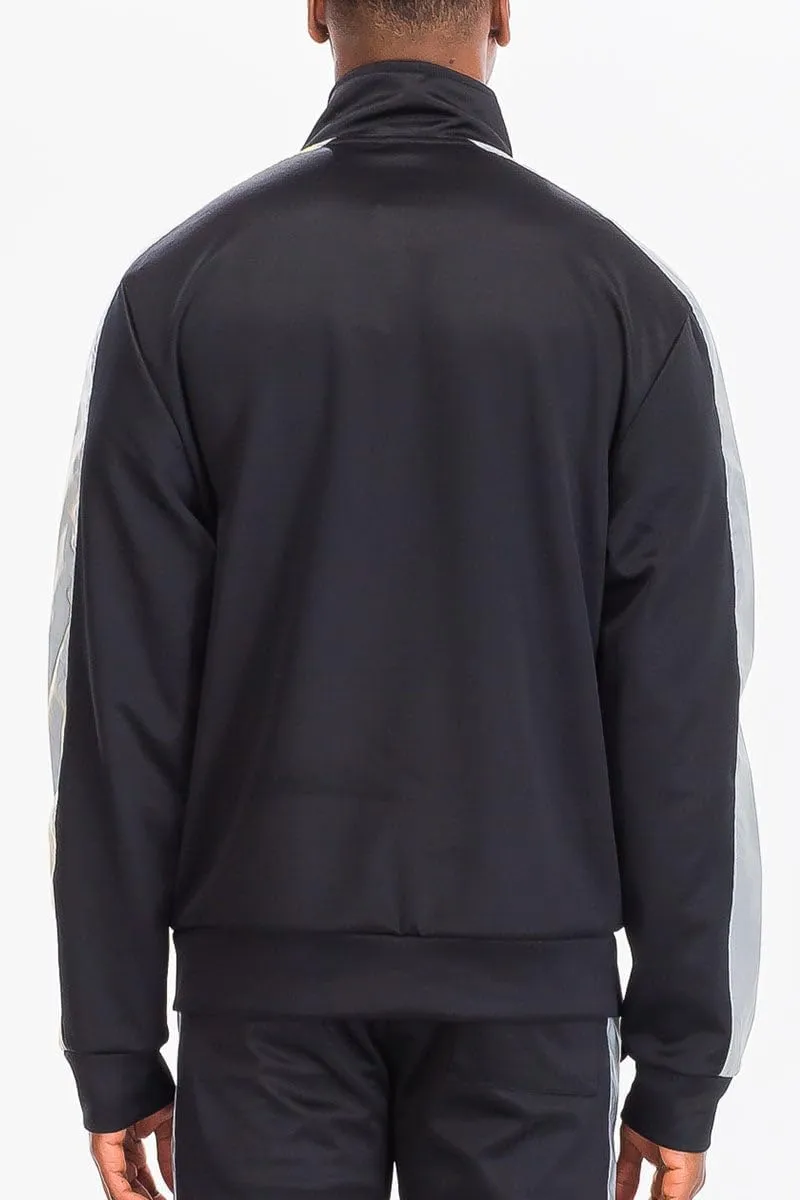 WEIV Mens Track Jacket Classic Regular Fit Side Stripe Track Jacket Zip Up Zipper Active Workout Top Casual