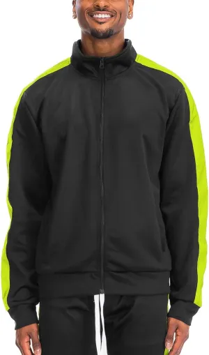 WEIV Mens Track Jacket Classic Regular Fit Side Stripe Track Jacket Zip Up Zipper Active Workout Top Casual
