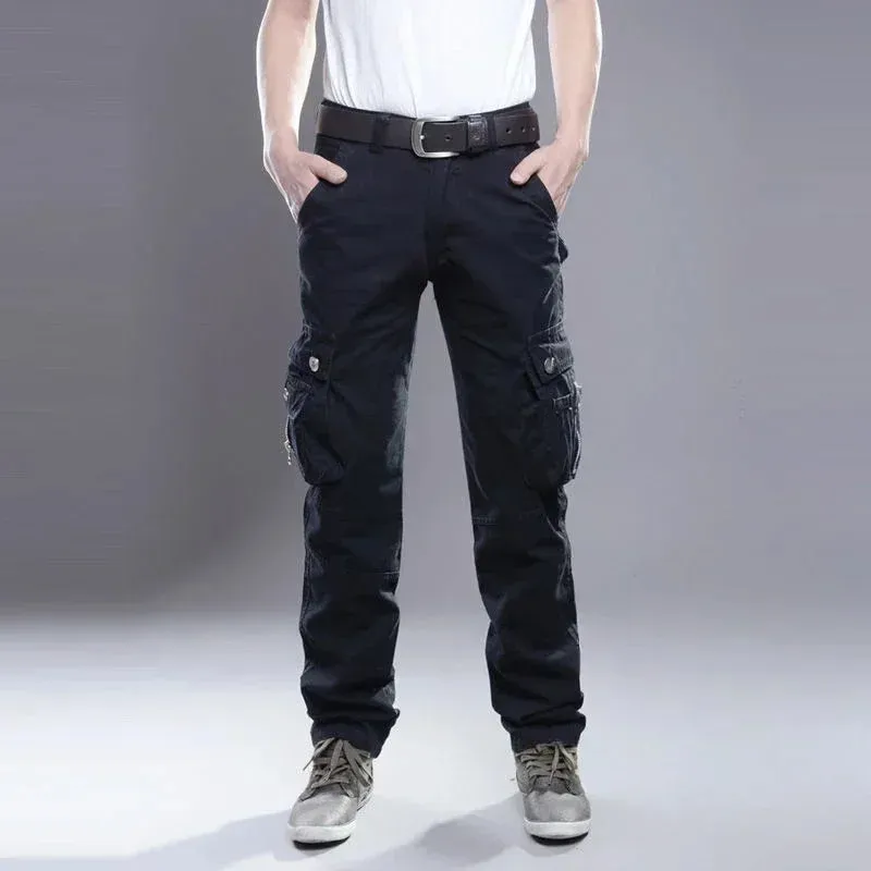 Wiaofellas  -  Men's Cargo Pants Multi Pocket Hiking Outdoor Male Trousers Loose Multipockets Winter Straight Baggy Cotton New in Fashion