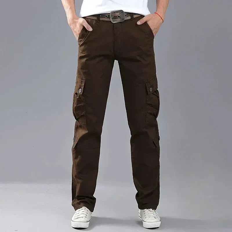 Wiaofellas  -  Men's Cargo Pants Multi Pocket Hiking Outdoor Male Trousers Loose Multipockets Winter Straight Baggy Cotton New in Fashion