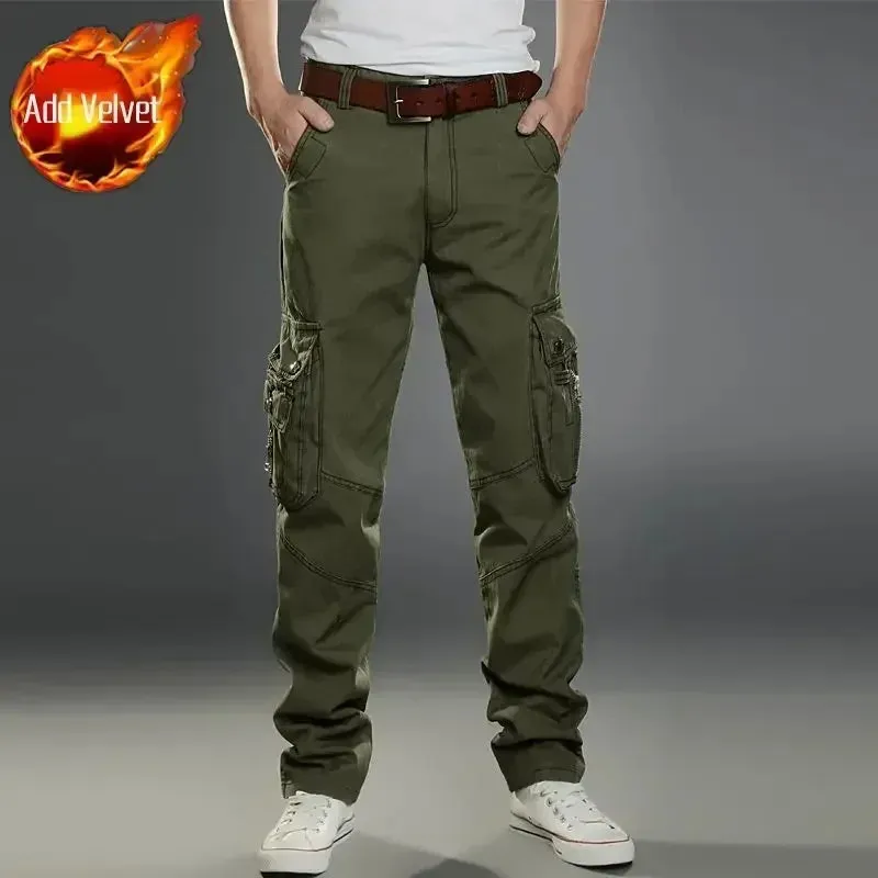 Wiaofellas  -  Men's Cargo Pants Multi Pocket Hiking Outdoor Male Trousers Loose Multipockets Winter Straight Baggy Cotton New in Fashion