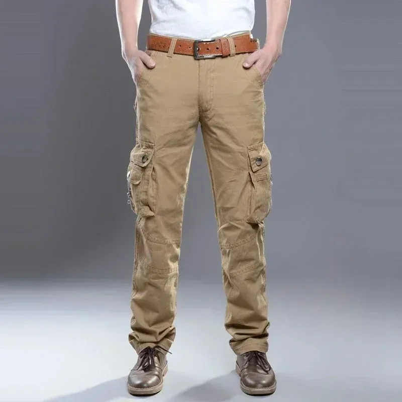 Wiaofellas  -  Men's Cargo Pants Multi Pocket Hiking Outdoor Male Trousers Loose Multipockets Winter Straight Baggy Cotton New in Fashion