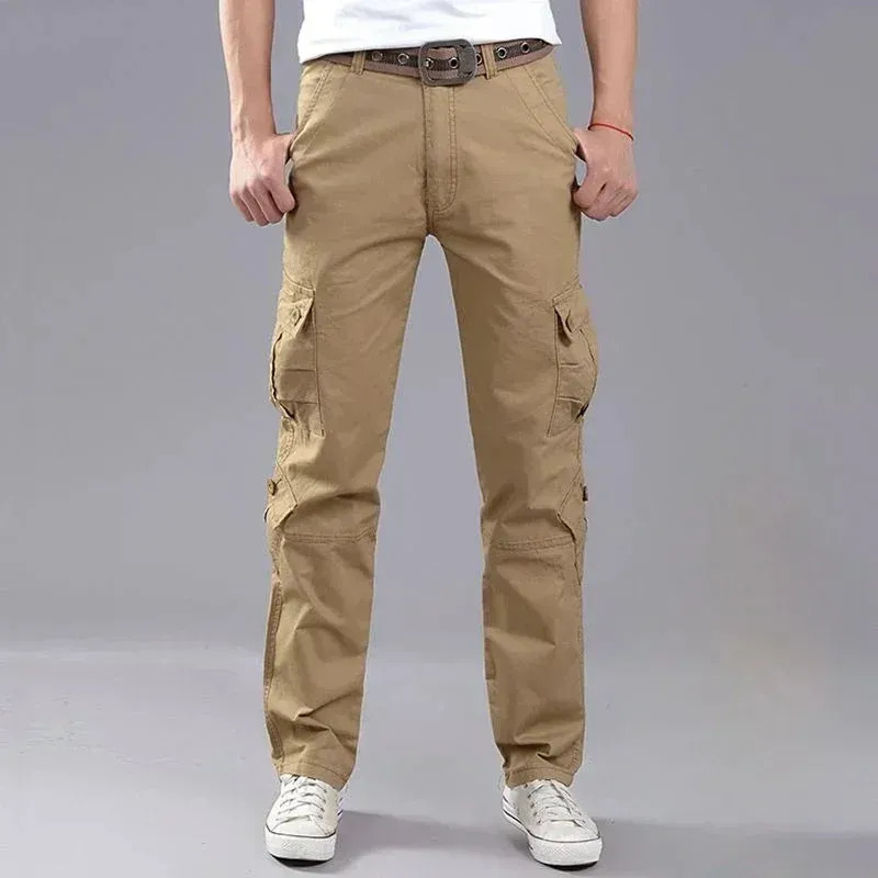 Wiaofellas  -  Men's Cargo Pants Multi Pocket Hiking Outdoor Male Trousers Loose Multipockets Winter Straight Baggy Cotton New in Fashion