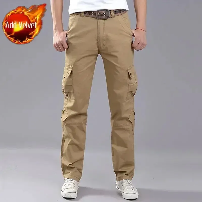 Wiaofellas  -  Men's Cargo Pants Multi Pocket Hiking Outdoor Male Trousers Loose Multipockets Winter Straight Baggy Cotton New in Fashion