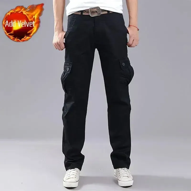 Wiaofellas  -  Men's Cargo Pants Multi Pocket Hiking Outdoor Male Trousers Loose Multipockets Winter Straight Baggy Cotton New in Fashion