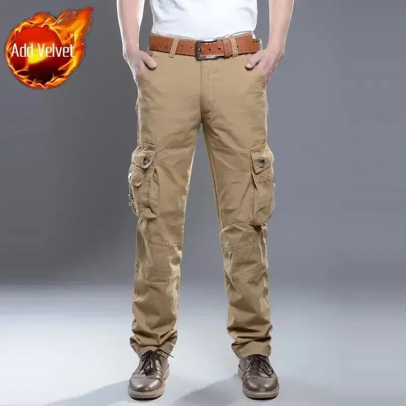 Wiaofellas  -  Men's Cargo Pants Multi Pocket Hiking Outdoor Male Trousers Loose Multipockets Winter Straight Baggy Cotton New in Fashion