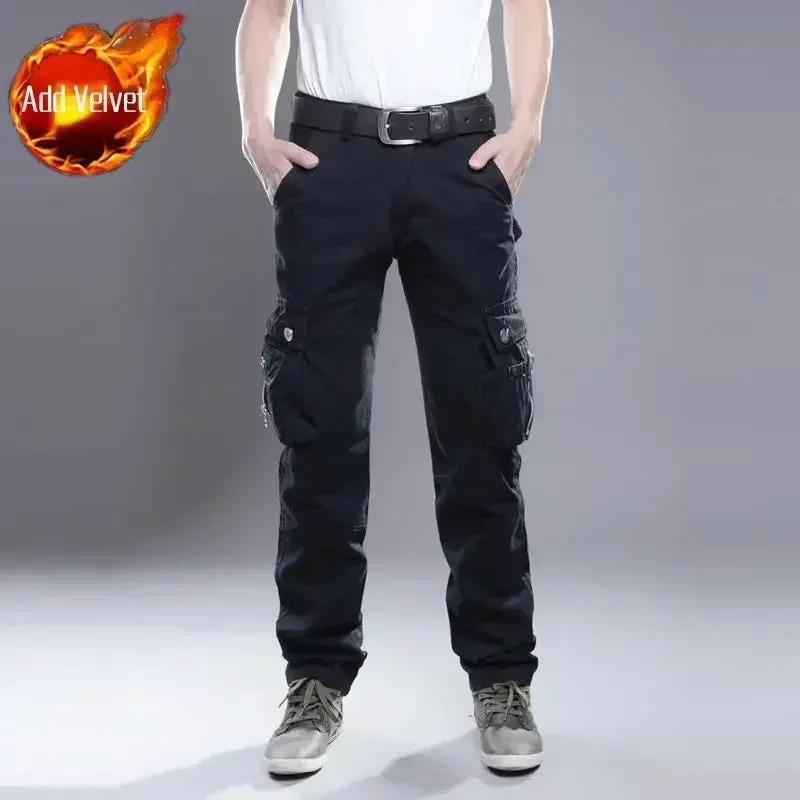 Wiaofellas  -  Men's Cargo Pants Multi Pocket Hiking Outdoor Male Trousers Loose Multipockets Winter Straight Baggy Cotton New in Fashion
