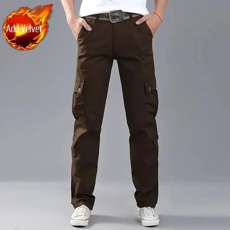 Wiaofellas  -  Men's Cargo Pants Multi Pocket Hiking Outdoor Male Trousers Loose Multipockets Winter Straight Baggy Cotton New in Fashion