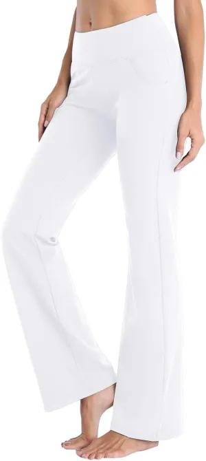 Wide Leg Yoga Pants For Women Long High Waist Work Bootcut Pants Soft Palazzo Trouser Casual Bell Bottom Leggings