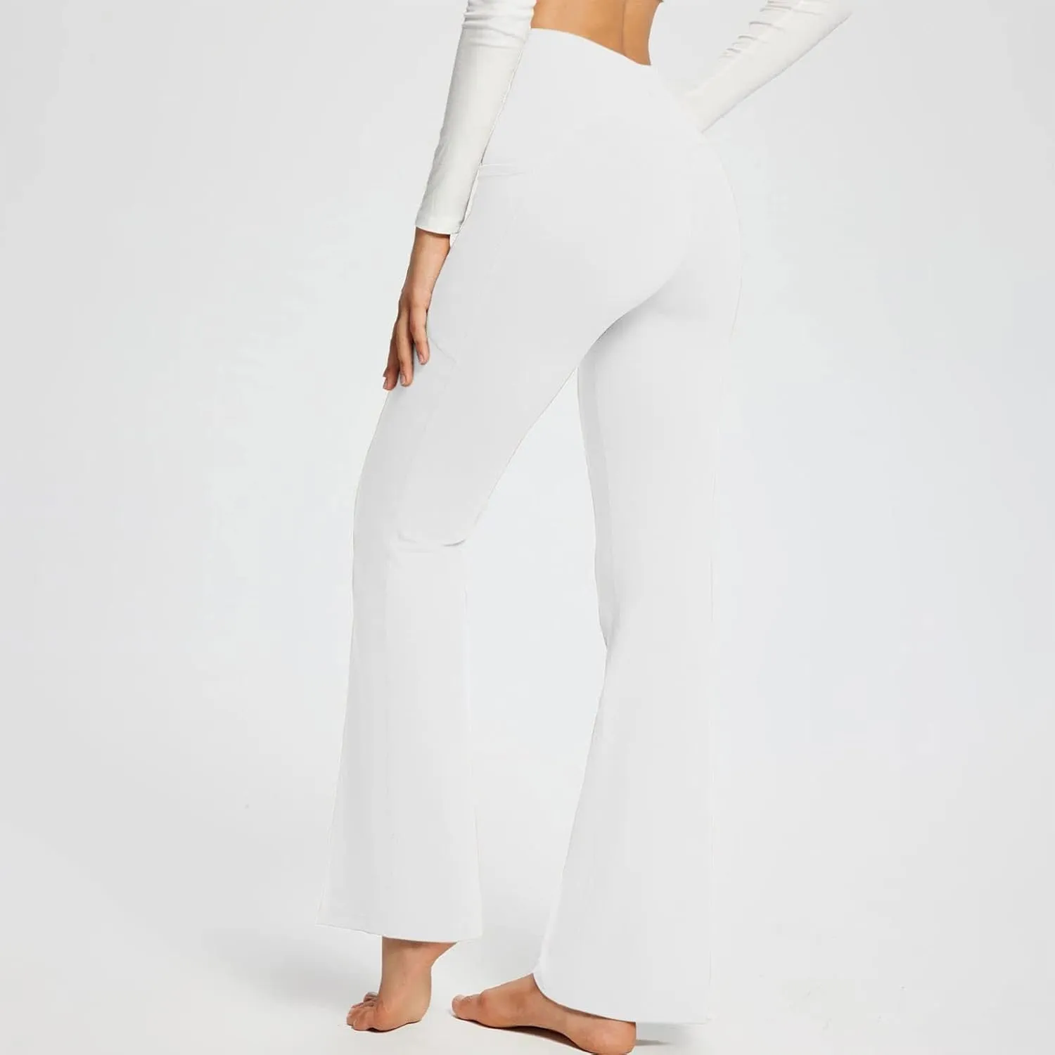 Wide Leg Yoga Pants For Women Long High Waist Work Bootcut Pants Soft Palazzo Trouser Casual Bell Bottom Leggings