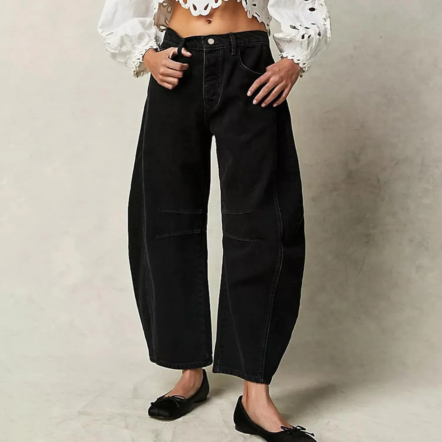 Women Linen Blend Summer Loose Flowy Palazzo Pants Elastic Waisted Bootcut Slim-Fit Palazzo Pants Travel