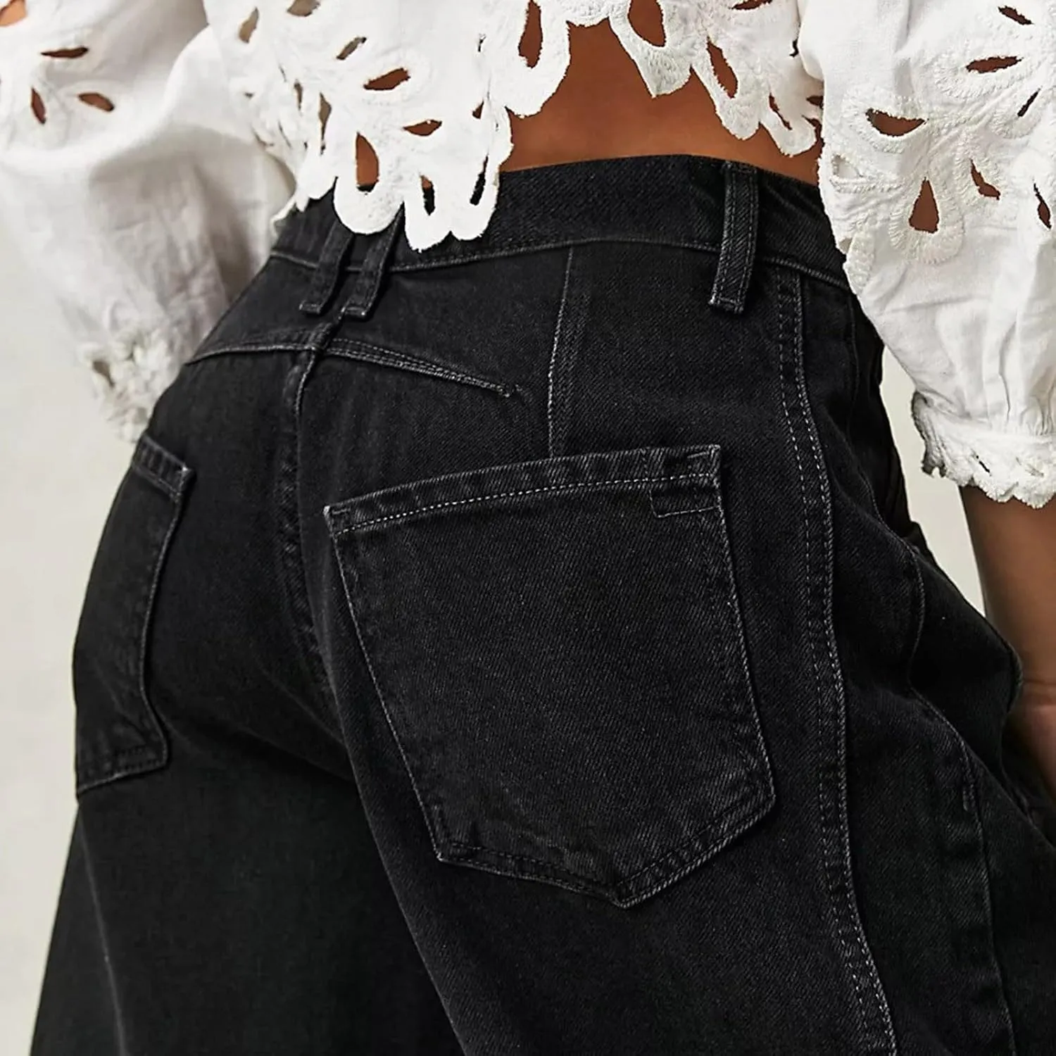 Women Linen Blend Summer Loose Flowy Palazzo Pants Elastic Waisted Bootcut Slim-Fit Palazzo Pants Travel
