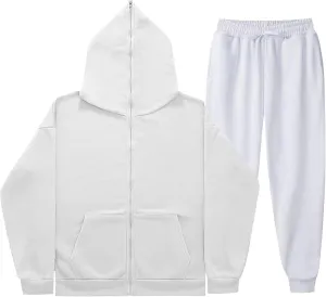 Women's 2 Piece Outfits Long Sleeve Crewneck Baggy Fall Sweatshirt and Wide Leg Sweatpant Suit
