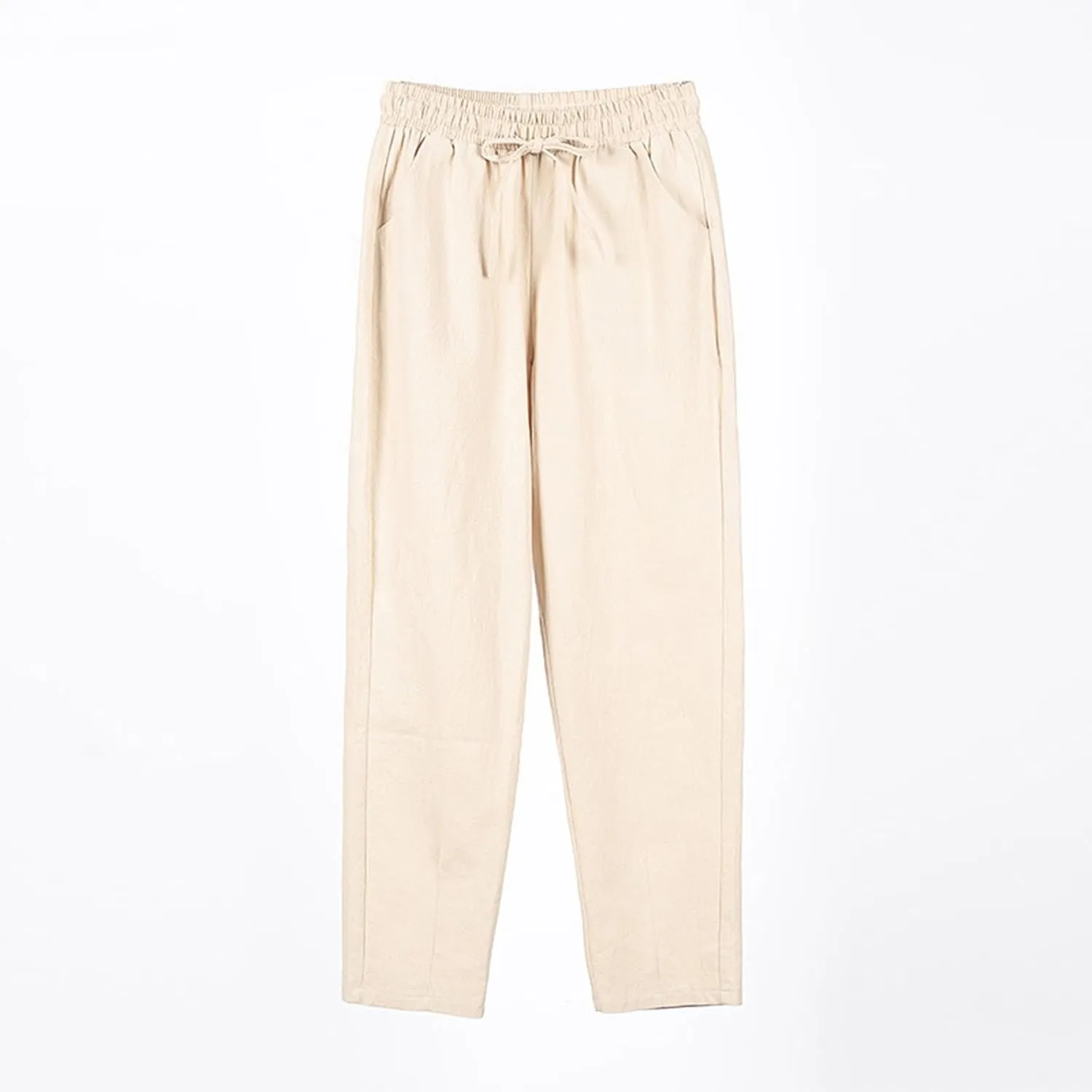 Womens Casual Linen Pants Drawstring Loose Fit Summer Pants Trousers with Side Pockets Summer Beach Lounge Pants