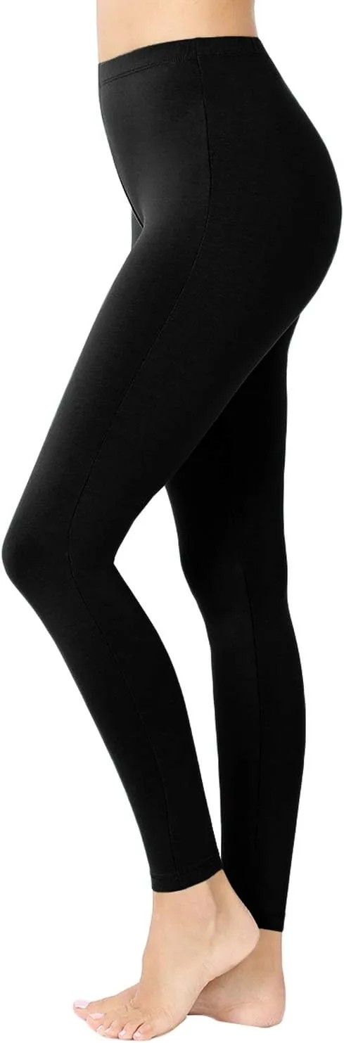 Womens Cotton Leggings with High Waisted Active Wear Pants (S-3XL)