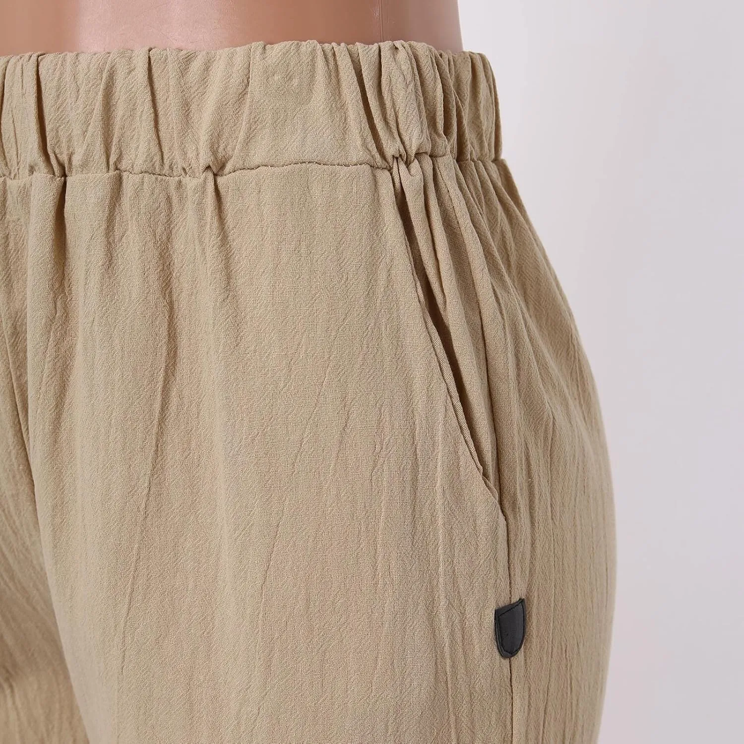 Womens Cotton Linen Pants Summer Casual Solid Color Boho Plus Size High Waisted Linen Pants Plus Size Trousers with Pockets
