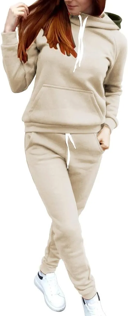 Women's Fashion Outfits Long Sleeve V Neck Printed Workout Hoodie Sweatshirt Long Pants Tracksuits