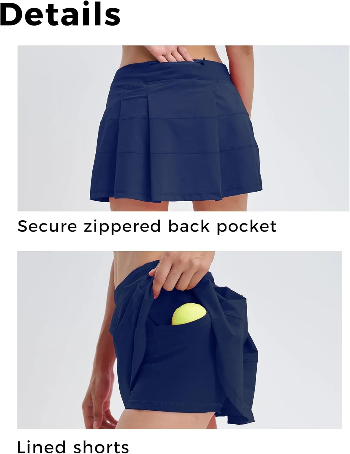 Women's High Waisted Pleated Tennis Skirt with Pockets Athletic Golf Skorts for Running Workout Casual Built-in Shorts