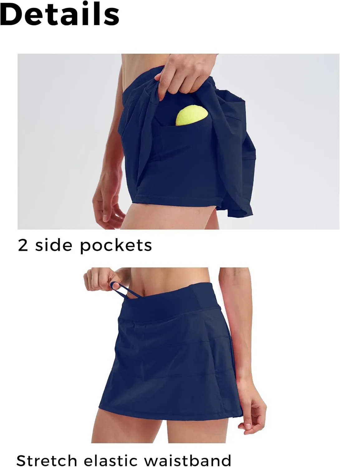 Women's High Waisted Pleated Tennis Skirt with Pockets Athletic Golf Skorts for Running Workout Casual Built-in Shorts