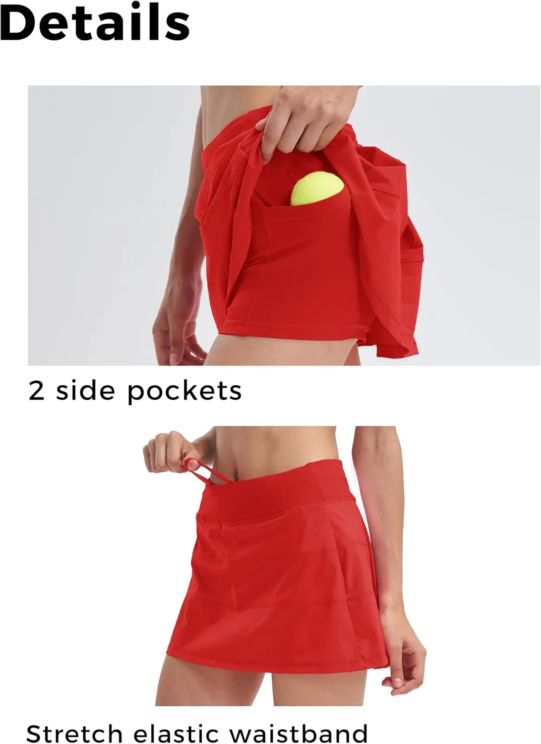 Women's High Waisted Pleated Tennis Skirt with Pockets Athletic Golf Skorts for Running Workout Casual Built-in Shorts
