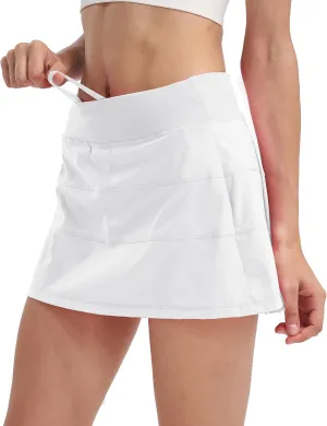 Women's High Waisted Pleated Tennis Skirt with Pockets Athletic Golf Skorts for Running Workout Casual Built-in Shorts
