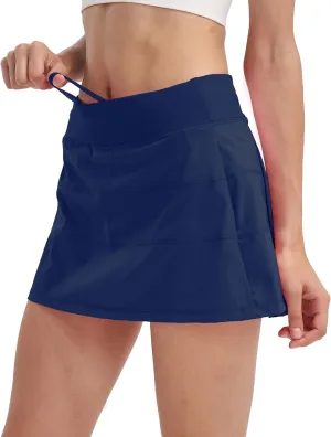 Women's High Waisted Pleated Tennis Skirt with Pockets Athletic Golf Skorts for Running Workout Casual Built-in Shorts