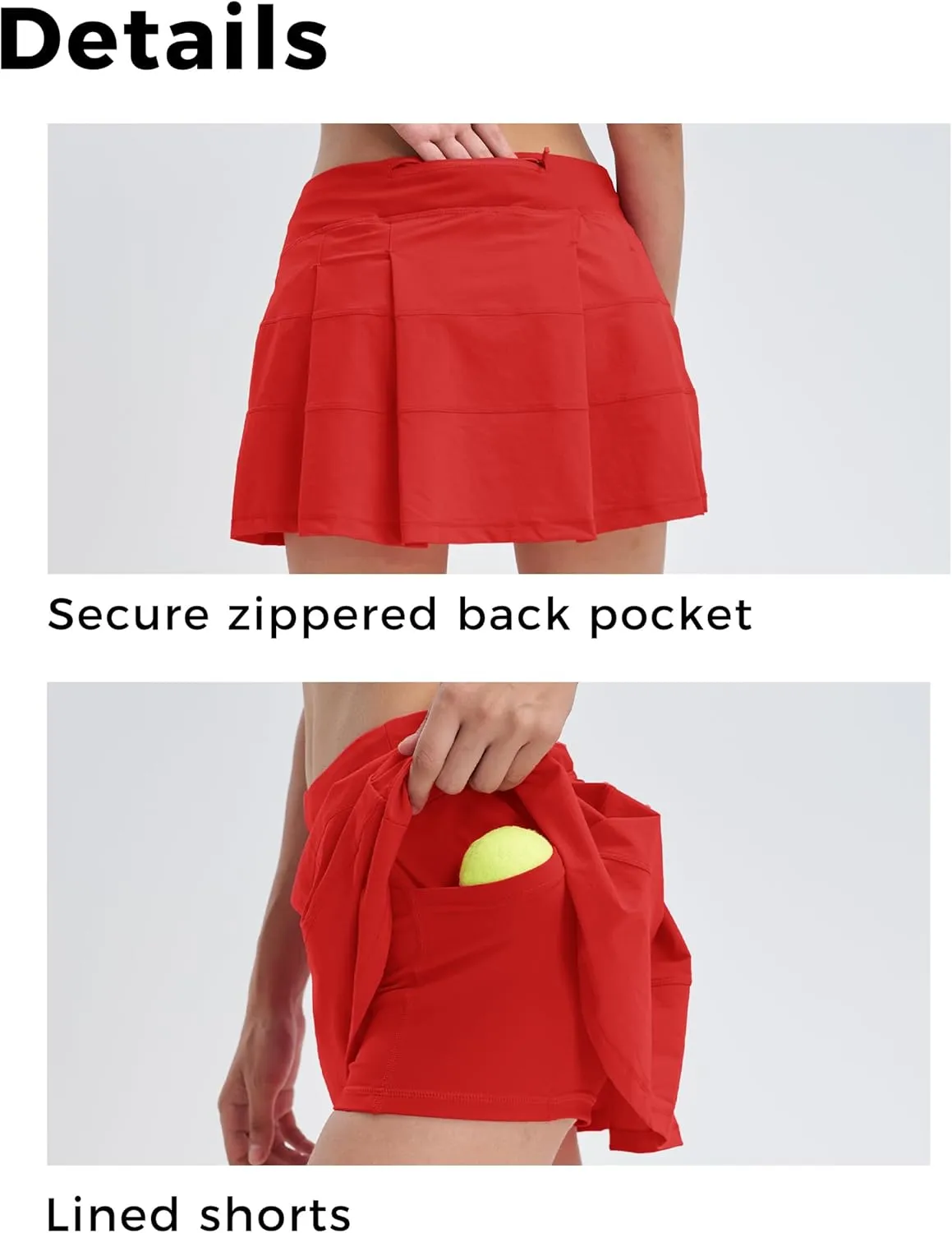 Women's High Waisted Pleated Tennis Skirt with Pockets Athletic Golf Skorts for Running Workout Casual Built-in Shorts
