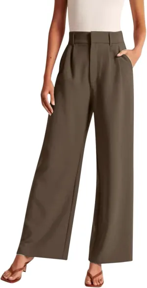 Womens Linen Blend Summer Casual Loose Pant Trousers High Waist Straight Slim Fit Pants Travel