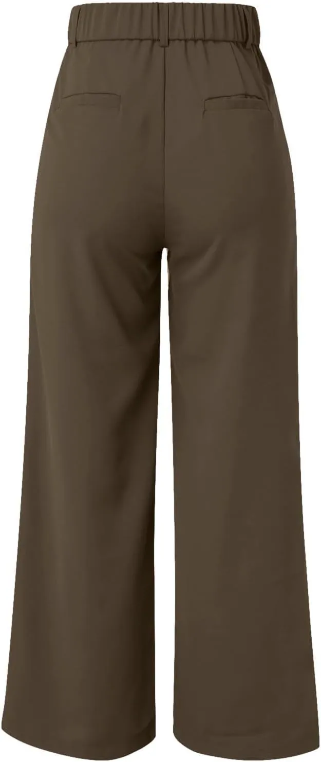 Womens Linen Blend Summer Casual Loose Pant Trousers High Waist Straight Slim Fit Pants Travel